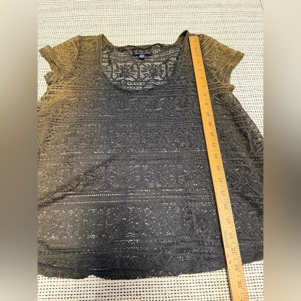 🔥3/$18 AEO Brown Ombré Lace Babydoll Top - Picture 3 of 4